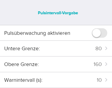 VirtualPartner - Einstellungen Herzfrequenzkontrolle